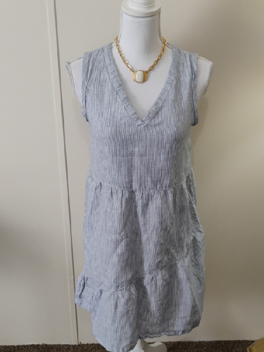 Lucky Brand Blue and White Striped Mini Dress